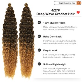 Brown to Honey Boho Hair 4/27# Ombre Synthetic Boho Braids Hair for Braing