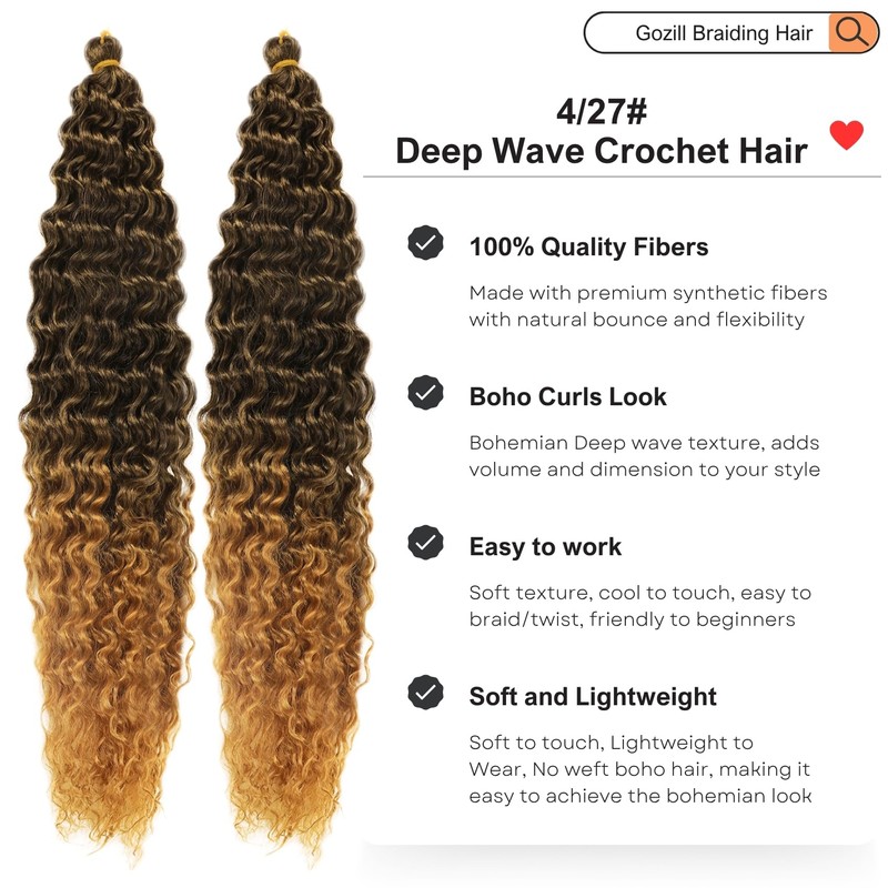Brown to Honey Boho Hair 4/27# Ombre Synthetic Boho Braids