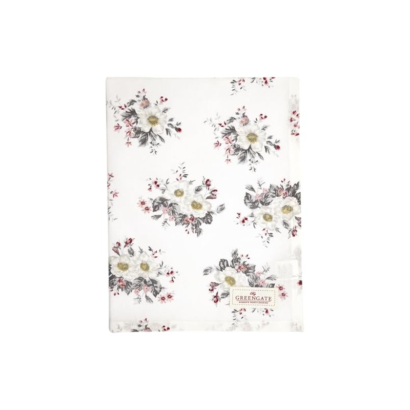 GreenGate Abella Tea Towel White Flowers Cotton 50 x 70