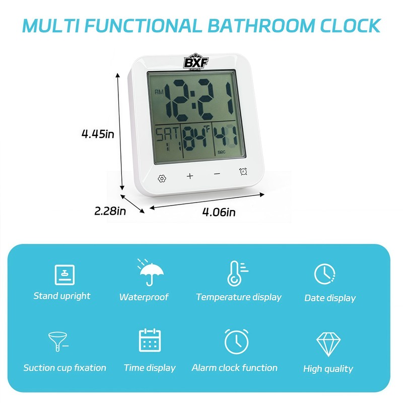 BXF SPORTS Digital Shower Clock Waterproof,Bathroom Extra Large LCD Screen