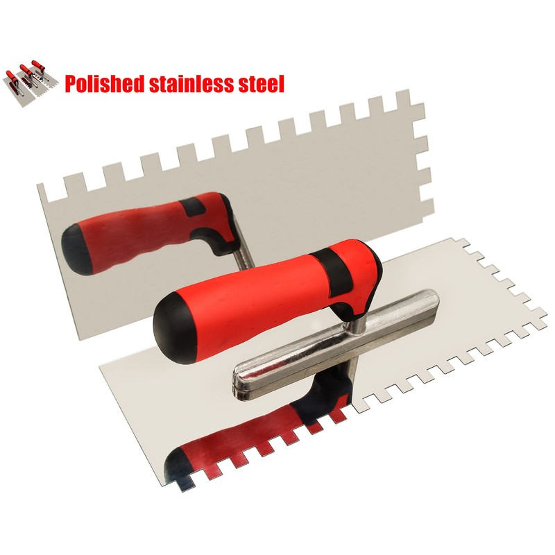 Tile Tools Stainless Steel Square Notched Trowel Set 3 PC