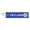 Blue & White Flexible Ribbon Tag Fabric Woven Keyring Loop