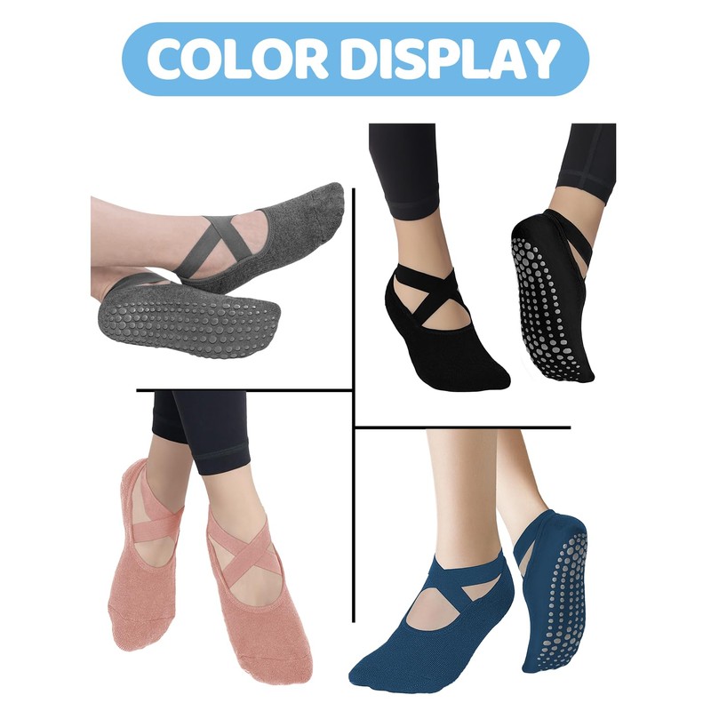 Pilates Grip Socks for Women Men Girls Non Slip Skid