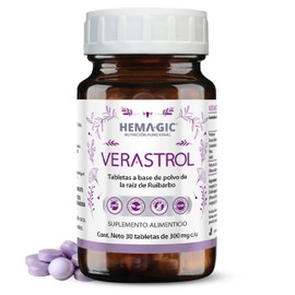 Antioxidante Natural - Suplemento Para Mujer 40+ Madura - Verastrol Extracto ERr731 de Ruibarbo Siberiano - 30 Tabletas de 300mg - HEMAGIC