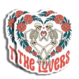 Trendy Skeleton Lovers Sticker - Romantic Skull Heart Peel - Cute Valentine Couple Sticker Gift - Fun Anniversary Decal - Durable Decorative Design for Home or Office - AAS0996