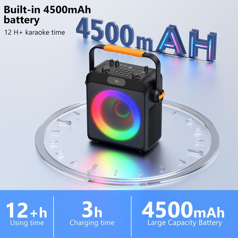 JYX Portable Wireless Speaker Karaoke Machine with 2 Microphones Party