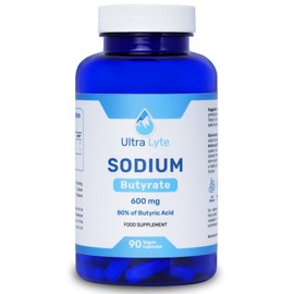 Ultra Lyte Sodium Butyrate 600mg per Serving – 80% Butyric Acid – 90 Vegan Capsules, 45 Servings – Advanced Microencapsulated Formula – Gut Comfort & Digestive Balance