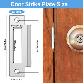 Haiabei 6Pcs 4-7/8" Zinc Plated Strike Plate Universal Door Strike Plate Replacement Lock Strike Plate T Strike Deadbolt Strike Plate Door Backplate Iron with Brushed Zinc Finish for Use(Large Hole)