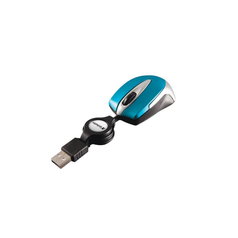 Verbatim Go-Mini optische Travel-Maus, kleine Computermaus mit einziehbarem Kabel, USB-A,