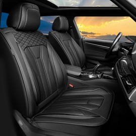 Conjie Fit Accord Car Seat Covers Premium Leather for Honda Accord 2012-2024 2025. Waterproof， Breathable, Scratch-Resistant & All-Weather Seat Cushion Protector（Full Set All Black）