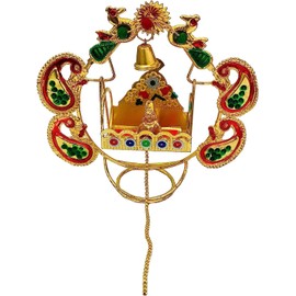 Ladoo Gopal Jhula 2 Peacock Bal Lord Krishna janmashtami Jhoola Swing for Home Temple - H X L (4 X 4.5) inch
