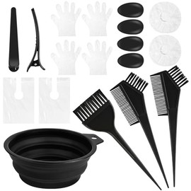 LOPHE 18 PCS Tools for Hair Colouring Kit, DIY Salon Hair Coloring Bleaching Tools Set, Hair Dye Tool Set, Including Hair Dye Bowl, Brush, Earmuffs, Comb, Cape, Shower Cap, Gloves, Hairpins