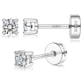 Morfetto Moissanite Earrings Round Stud Earrings 925 Sterling Silver for Men and Women, Sterling Silver
