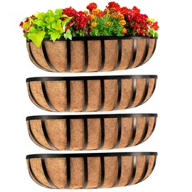 Sekcen Railing Planter Window Box Deck Balcony Rail Planter 24 Inch for Porch Fence Patio Outdoor 4 Pack