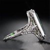 HengSun 925 Sterling Silver Ring with Simulation Emerald Openwork Arabesque