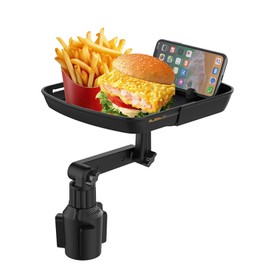 Twilight Garage Cup Holder Tray Table, Car Drink Holders Tray, Adjustable Stretchable Food Tray Phone Holder Non-Slip with 360º Swivel Arm For Eating, Road Trip Essentials
