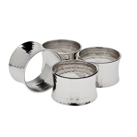 Godinger Silver Art Set of 4 Hammered Silver Plated Concave Napkin Rings