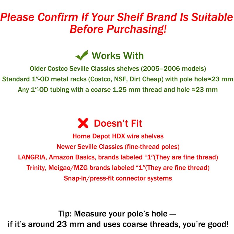 HOWDIA 1.2mm/ 0.047" Coarse Thread Connectors for 25.4mm/ 1" Outside