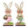 COCHIE Easter Bunny Decorations, Stand up Wooden Bunnies Easter Table