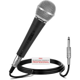 Pyle - Micrófono vocal dinámico profesional, micrófono de mano unidireccional cardioide dinámico de bobina móvil con interruptor de encendido/apagado, incluye cable de audio XLR de 15 pies a una conexión de audio de 1/4 pulgadas, PDMIC59