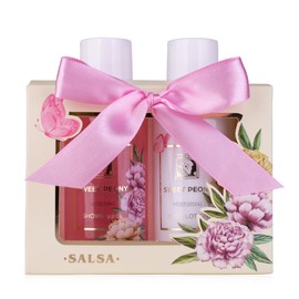 Accentra - Set doccia da donna, set regalo SWEET PEONY in bella confezione regalo – 2 pezzi con gel doccia e lozione per il corpo – Set regalo benessere per San Valentino, festa della mamma e Natale