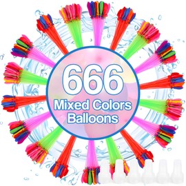 ZCOINS 666Pcs Multicolor Self Sealing Quick Fill Water Balloons Bunches for Kids, Water Bomb Swimming Pool & Outdoor Toys for Splash Fun Summer Party Activities Supplies