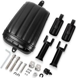 WOWTK Rear Passenger Pillion Seat with Passenger Footpeg Kit fits for Harley Softail 2018-2025 Street Bob FXBB 18-later FXBB, FXST and '21-later FXBBS models