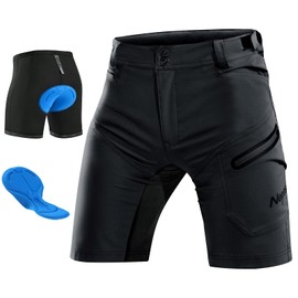 Nepest Mountain Bike Shorts Men's Short MTB Shorts Padded 3D Cycling Shorts Loose with Zip Pocket Bike Shorts Breathable, black, XXL