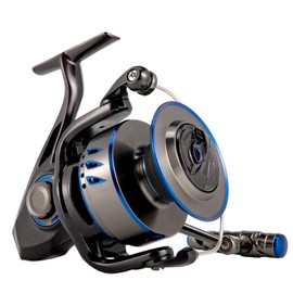 Dr.Fish Poleax Saltwater Spinning Reel, IPX6 Waterproof, Braid Ready Spool, Sealed Carbon Fiber Drag Max 55LB, 168 Hrs Salt Spray Test, 7+1 Stainless Steel Ball Bearings Offshore Surf Fishing 9000