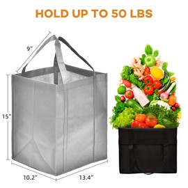 JERIA 24-Pack Reusable Grocery Bags，Large Washable Foldable Shopping Bags，Heavy Duty Tote Bags with Reinforced Handles