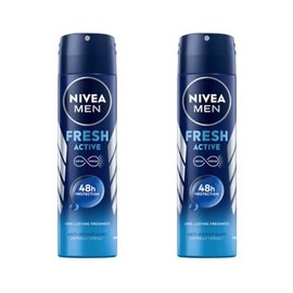 NIVEA MEN Fresh Active Deodorant Spray with INFINIFRESH Formula, 48H Odour Protection, Aluminum-Free, Marine Extracts, Long-Lasting Fresh Scent, Dermatologically Tested, 150ml, Pack of 2