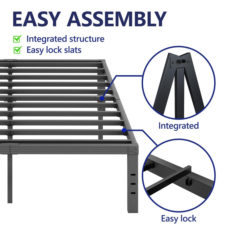Furnitui 12 Inch High Metal Queen Bed Frame, Platform Bed