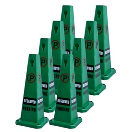 VILMON 8 Pack Revise Parking Cones 26 Inch Green Heavy Duty Traffic Cones with 4-Sided “Reserved Parking” Message and Stable Base for Driveway, Construction, and Parking Lot Use
