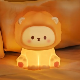 CLEAYODO Lion Night Light, Lion Night Lamp, Zoo Star Animal, Nursing Light, Bed Light, Table Lamp, Timer Setting, Cute, Brightness Adjustable, Children's Bedside, Bedroom, USB Charging, Cute