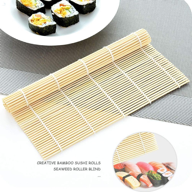 2 Pcs Sushi Mat, 9.5 x 9.5 Inch Natural Sushi