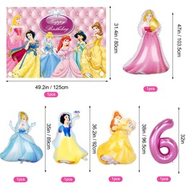 Deko Prinzessin Geburtstag für Mädchen 6 Jahre, Prinzessin Ballon, Prinzessin Hintergrund, Folienballon Prinzessin, Helium Luftballons Prinzessin, Prinzessin Party Deko Kindergeburtstag