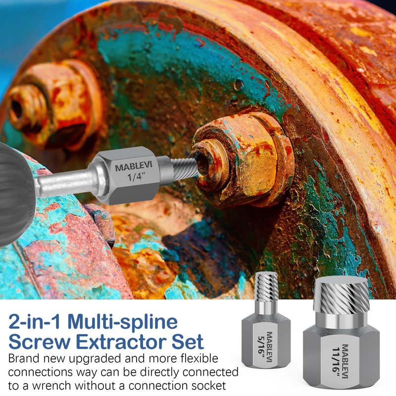 MABLEVI 36 Pcs Upgrade Screw Extractor Set, 3/8” Drive Multi-Spline