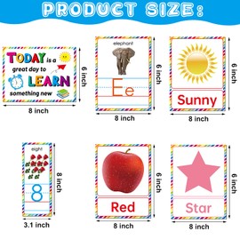67 Pieces Alphabet and Number Bulletin Board Set Manuscript Educational Preschool Cards Alphabet Number Colors Shapes Weather Early Childhood Education Posters for Kids Home Classroom Wall Decoration