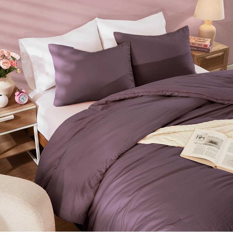 WRENSONGE Full Size Comforter Sets - 3 Pieces Deep Purple