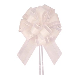 6PCS 7Inch Large Pull Bows Gift Wrapping Ribbon Bows For Gift Wrapping Suitable For Wedding Christmas Birthday Party Gift Baskets Valentine's Day Flower Gift Box Decoration (White)