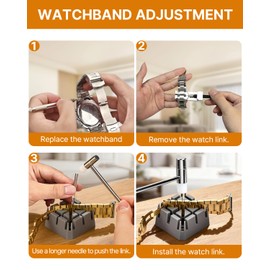 EasyTime Watch Link Removal Kit: Professional Watch Strap Adjustment Tool Band Replacement Bracelet Resize Kit for All Size with 108 PCS Spring Bars 20 PCS Link Pins