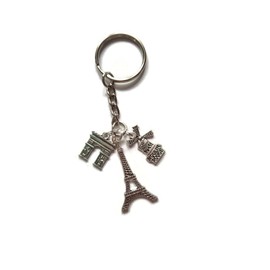 PARIS themed silver alloy eiffel towel moulin windmill triomphe arc charm keychain keyring gift, Paris landmark tourist traveller travel keepsake gift, Love France travel holiday birthday Xmas present