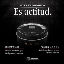 Cera para Cabello Hombre 120gr - Black Pomade Cera con Color para Cubrir Canas Fijación Fuerte y Brillo Aroma Madera Fácil de Aplicar THE GOOD GUYS BRAND