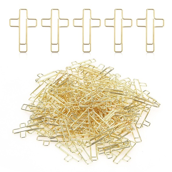 120PCS Gold Cross Paper Clips Bulk, Cross Paper Clips for