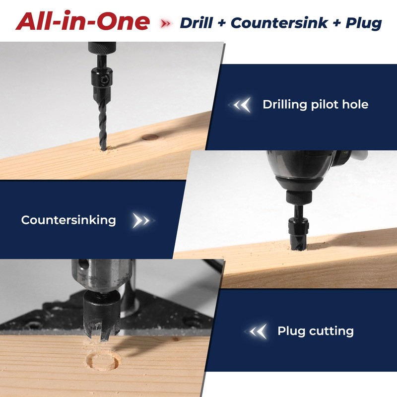 ColumPRO 15PCS Countersink Drill Bit Set, Woodworking Tapered Drill Bits,