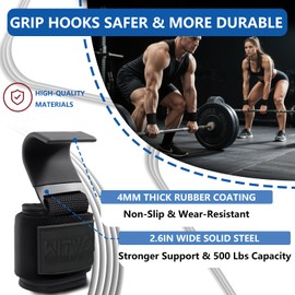 Weight Lifting Hooks, Gym Wrist Straps with Hand Grip Hooks for Deadlifts, Pull Ups, Powerlifting, Strength Training, Fitness Workout Lifting Straps for Men & Women, Gifts for Dad Him Husband - Pair
