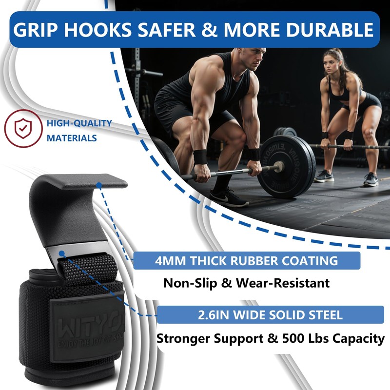Weight Lifting Hooks, Gym Wrist Straps with Hand Grip Hooks