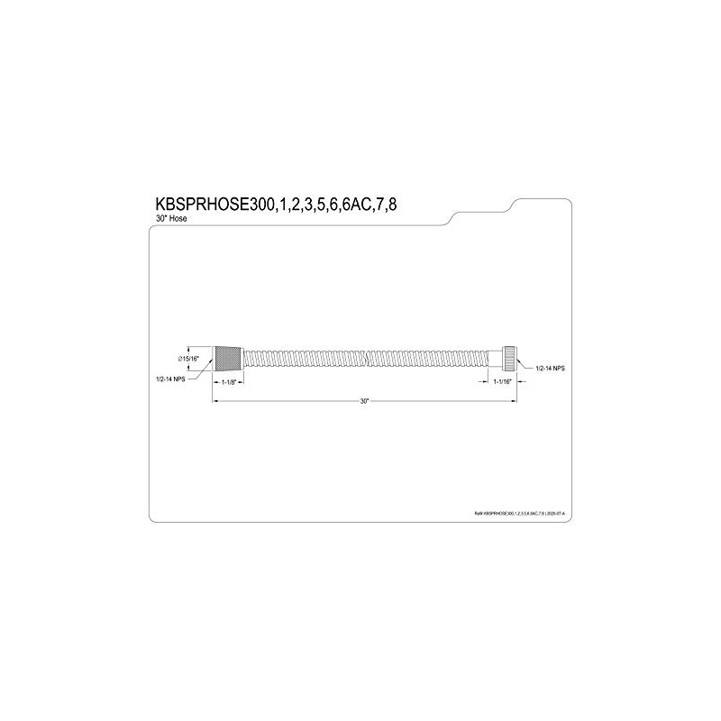 Kingston Brass KBSPRHOSE301 Gourmet Scape 30" Stainless Steel Hose, Polished