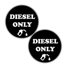2-Pack Diesel Only Fuel Cap Reminder Stickers - Car Labels - Durable Vinyl & Waterproof - 55mm