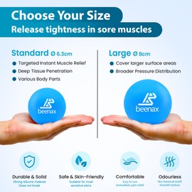 Beenax Lacrosse & Hard Spiky Massage Ball Set - Trigger Point, Myofascial Release, Plantar Fasciitis, Deep Tissue, Muscle Relief, Yoga, Pilates, Physio, Rehab - Relieve Stress and Relax Tight Muscle